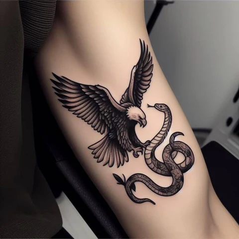 30 Sacred Snake Tattoo Ideas To Highlight Your Exclusivity! 39 Vicious Eagle And Snake Tattoo 2