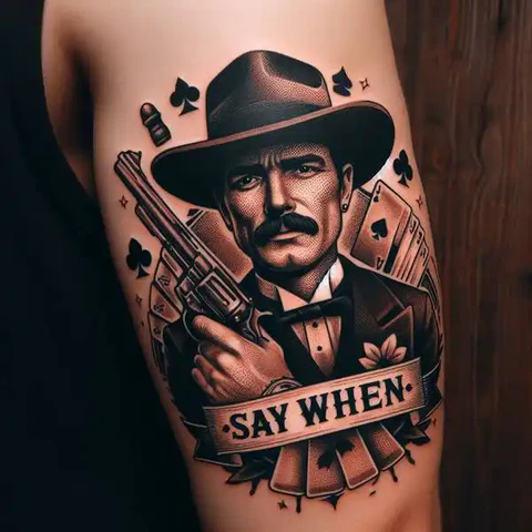 21 Dazzling Doc Holliday Tattoo Ideas To Sling Guns Like A Pro! 8 Vintage Doc Holliday Design With Twist 2