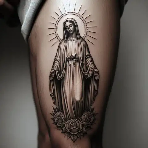 17 Sensational Virgin Mary Tattoo ideas 19 Virgin Mary Leg Tattoo Can Help Nurture Positivity In Your Life