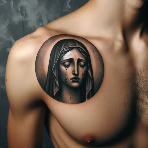 17 Sensational Virgin Mary Tattoo ideas 21 Virgin Mary Shoulder Tattoo Signifies Hope Even Through The Blur Of Tears