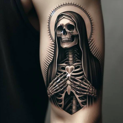 17 Sensational Virgin Mary Tattoo ideas 11 Virgin Mary Skeleton Tattoo Body May Perish Truth Will Prevail2