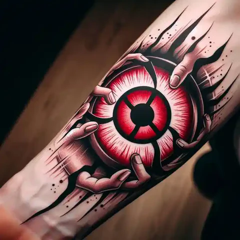 Visceral Itachi Sharingan Tattoo