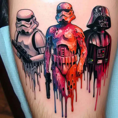 Vivid Watercolor Star Wars Tattoo2
