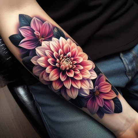 Watercolor Dahlia Tatto