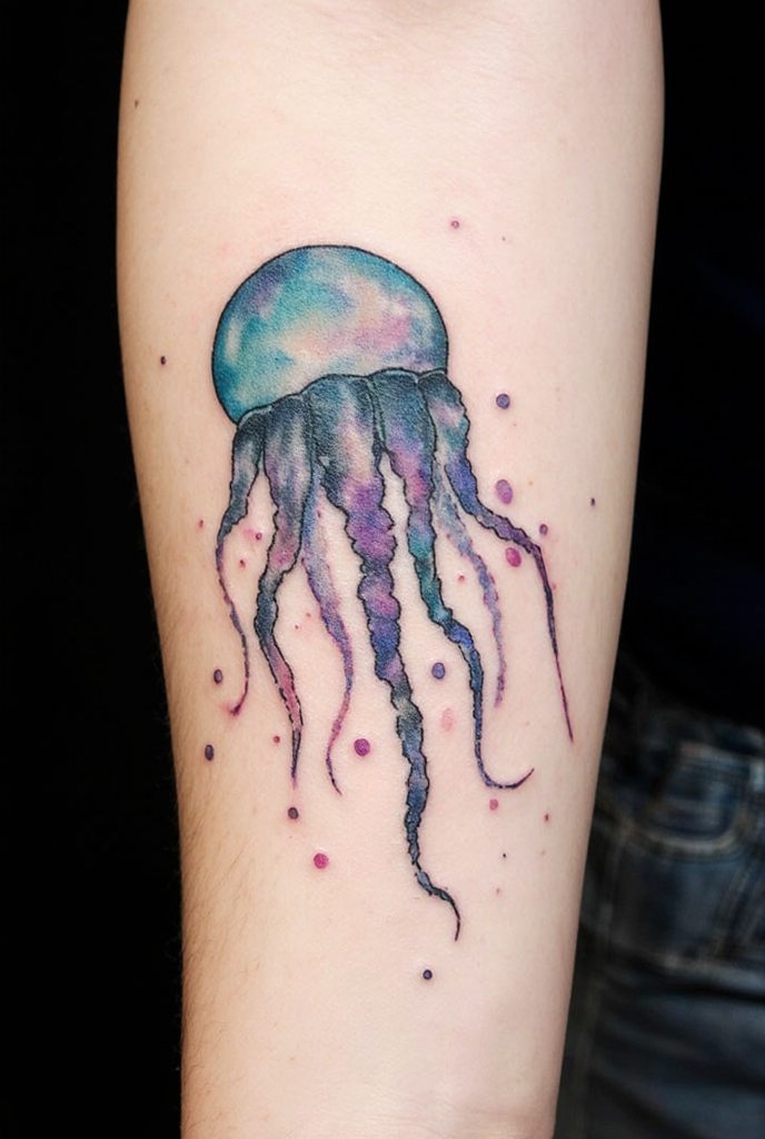 Watercolor Jellyfish Tattoo