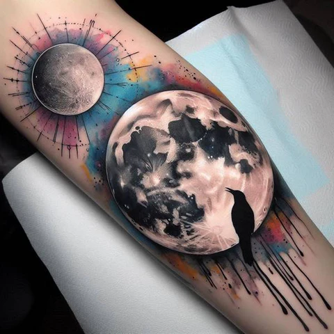 Watercolor Moon Tatto