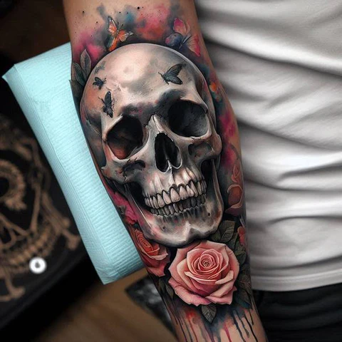 Watercolor Skull Tatto
