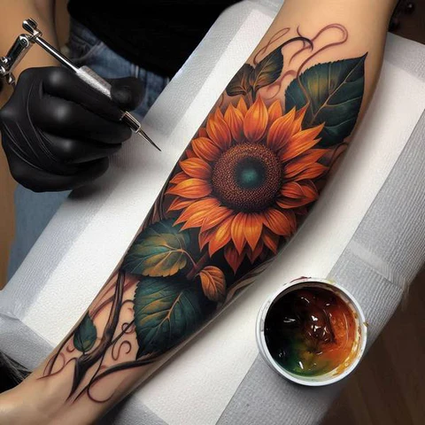Watercolor Sunflower Tattoo