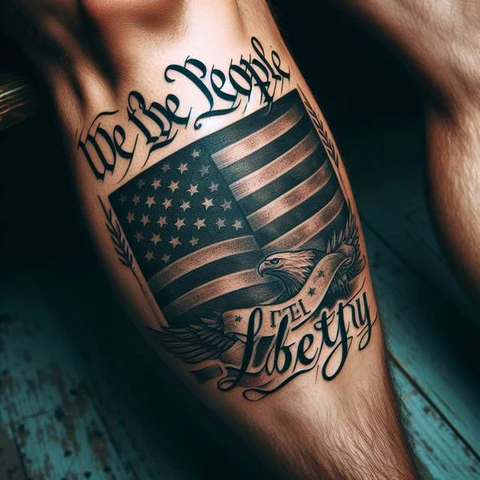 17 Rewarding Yet Meaningful We The People Tattoo Ideas 17 We The People Leg Tattoo2