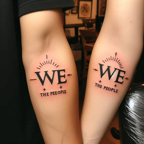 17 Rewarding Yet Meaningful We The People Tattoo Ideas 28 We The People Matching Tattoo2