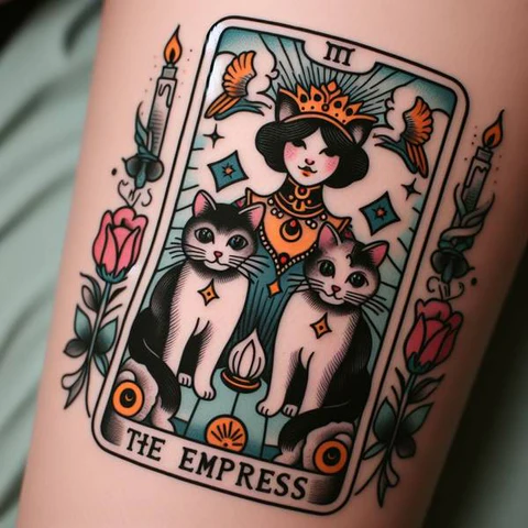 19 Mysterious Designs For Tarot Card Tattoos ideas 26 When Wisdom Meets Love2