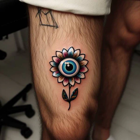 18 Engaging Evil Eye Tattoo Ideas 22 Whimsical Evil Eye Flower Tattoo2