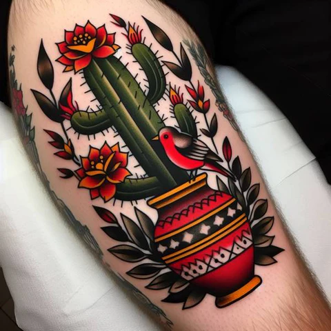 23 Cactus Tattoo Ideas To Smile In The Face Of Adversary! 25 Whimsical Traditional Cactus Tattoo