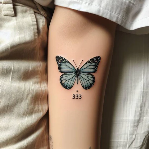11 Thrilling 333 Tattoo Ideas To Enhance Your Creative Prowess! 3 Wings Of Spiritualit Colorful Butterfly 333 Tattoo