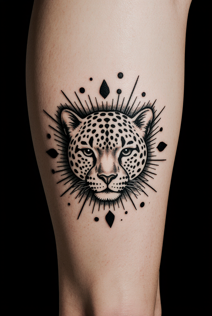 hyper realistic close up of a male leg with a solid black background only the tattooed skin visible pgpg19dny5934jbeelg1 1