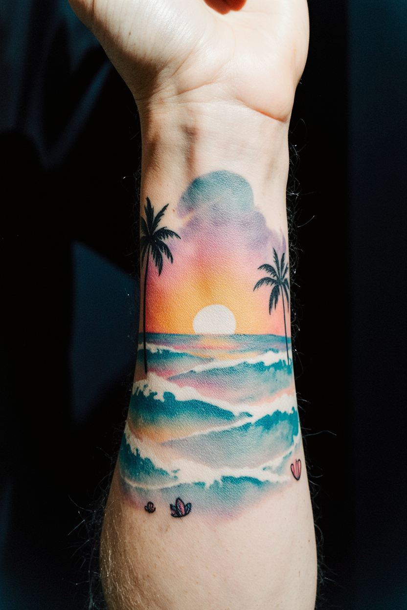 14 Beautiful Beach Tattoo Ideas 14 hyper realistic close