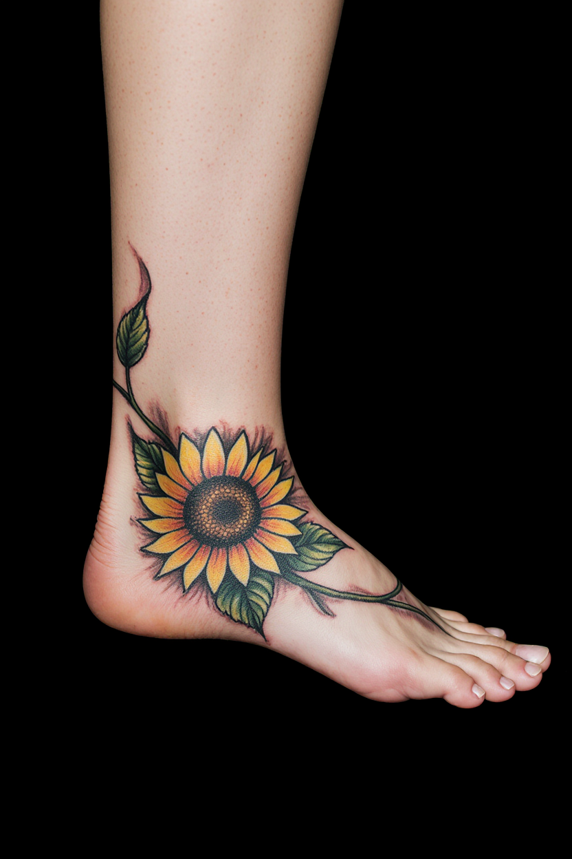 hyper realistic close up of a womans foot against a solid matte black background only the tattooed 0jj0v6yzh8vblzl9v78p 1
