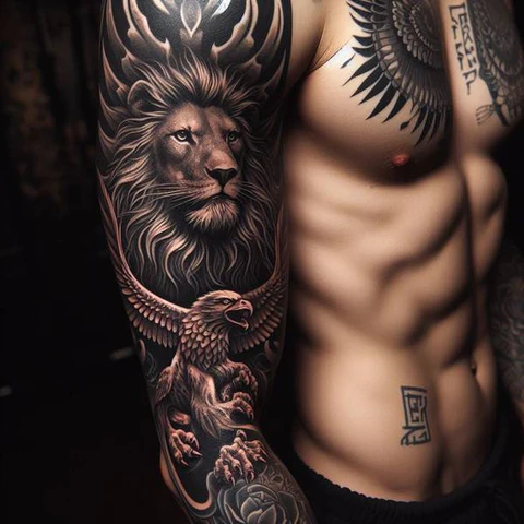42 Exquisite Eagle Tattoo Ideas 34 xclusive Eagle And Lion Tattoo
