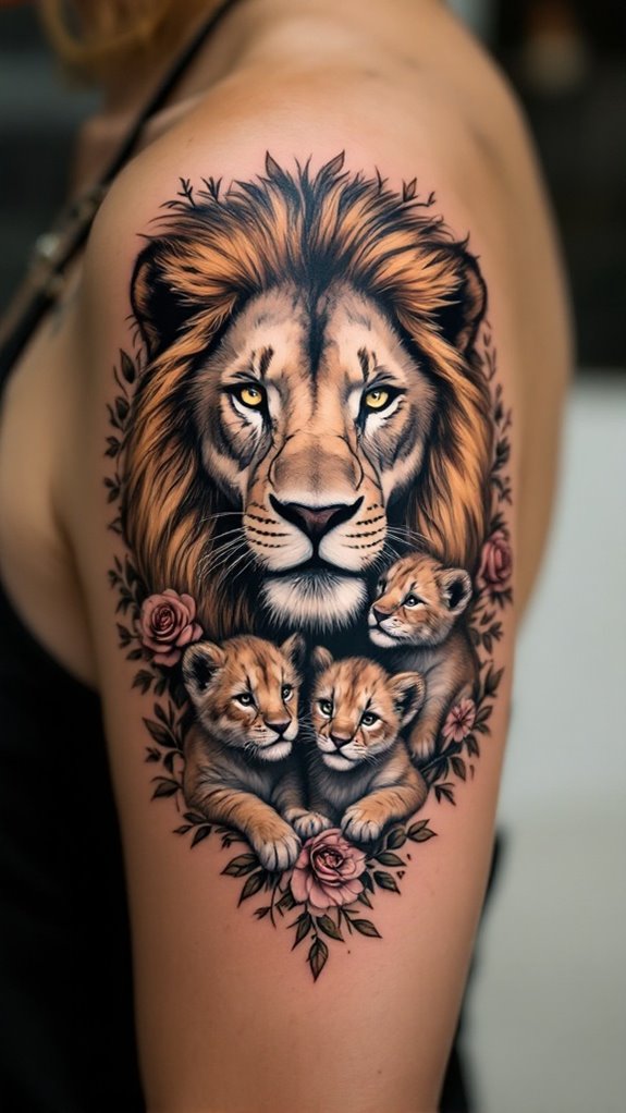 7 Mama Lion and Cubs Tattoo Ideas